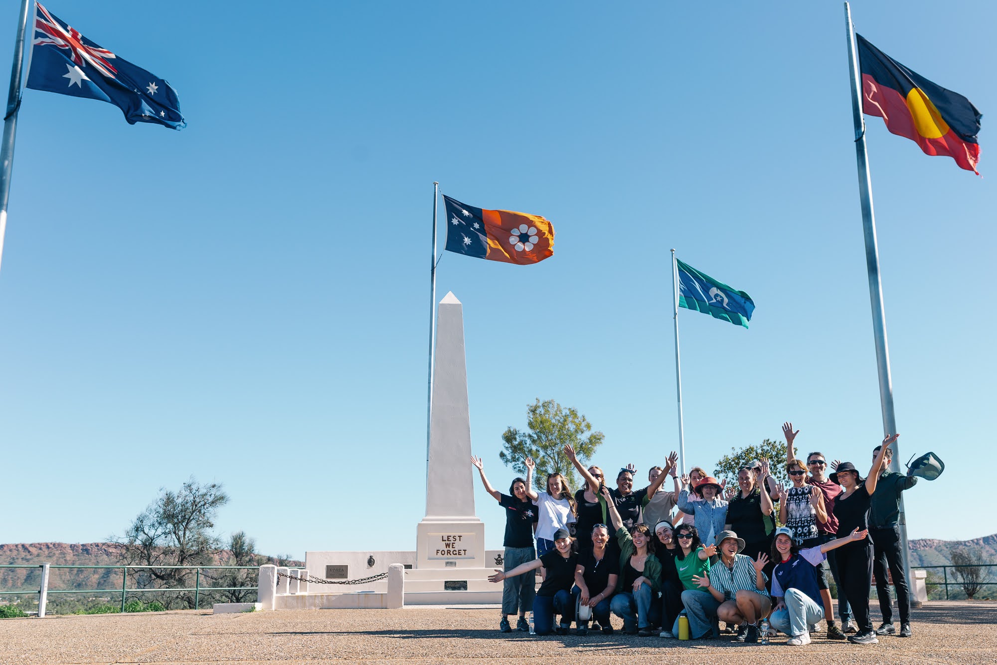 ANU True Justice law students at Anzac Hill, Alice Springs